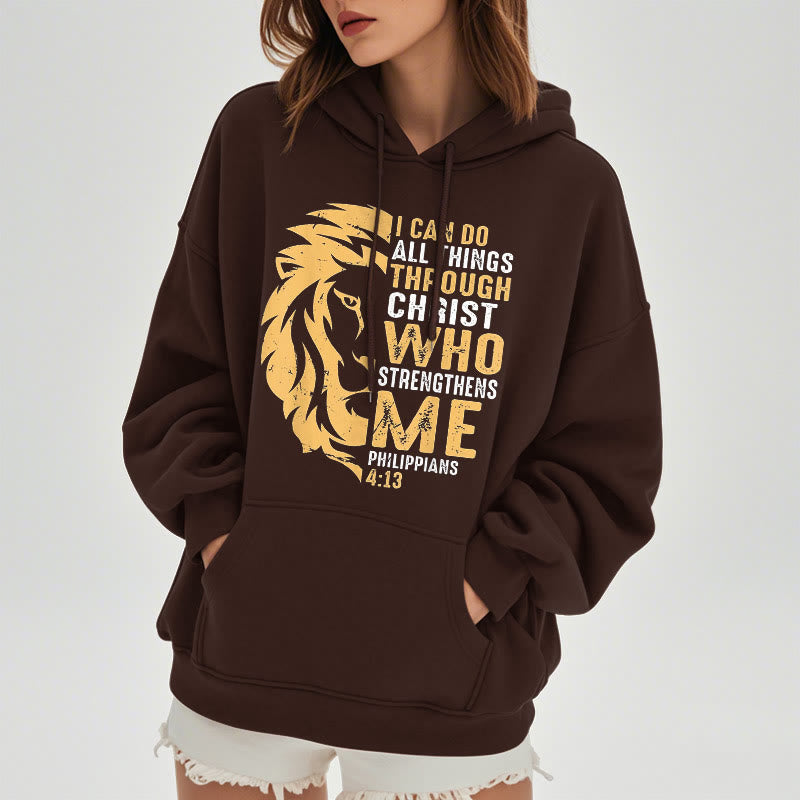 Christianartworkshop Sudadera con capucha de poliéster forrada de felpa con la frase "Cristo me fortalece" (estilo cita) - image 22