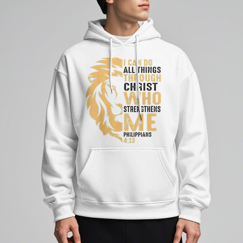 Christianartworkshop Sudadera con capucha de poliéster forrada de felpa con la frase "Cristo me fortalece" (estilo cita) - image 12