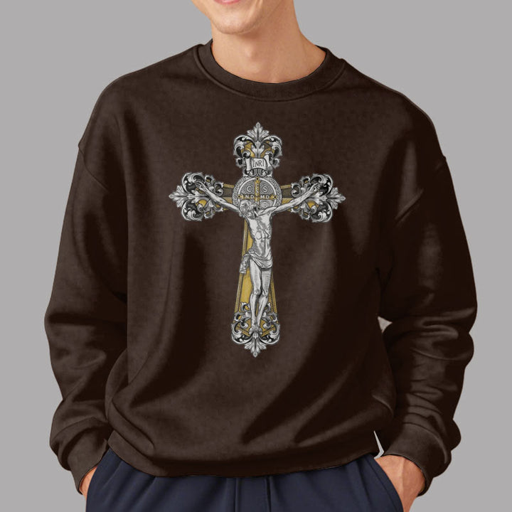 Christianartworkshop Sudadera de poliéster con forro polar y crucifijo de San Benito, estilo clásico. - image 17