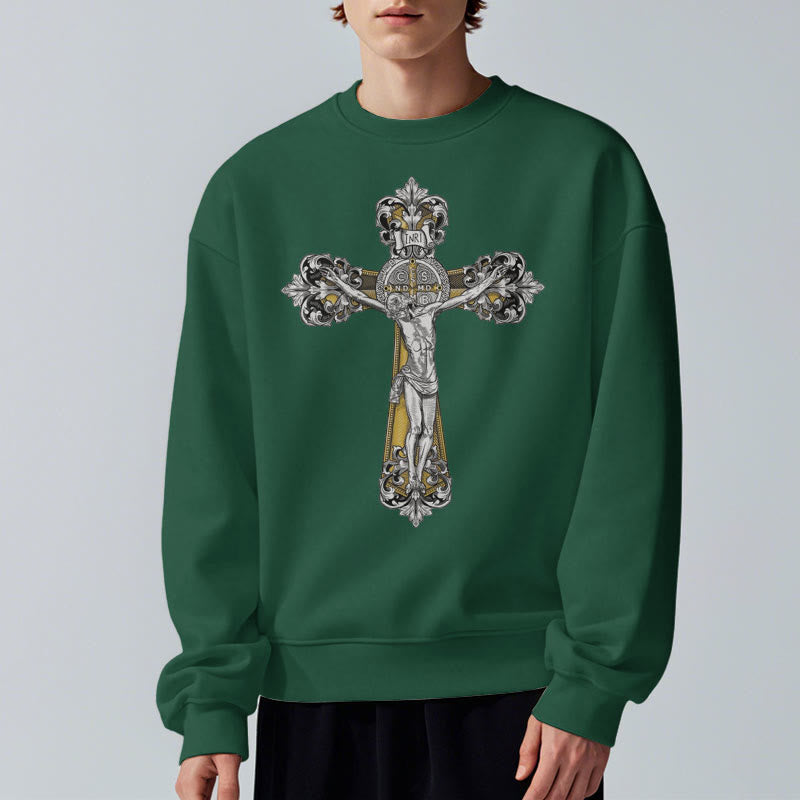 Christianartworkshop Sudadera de poliéster con forro polar y crucifijo de San Benito, estilo clásico. - image 22
