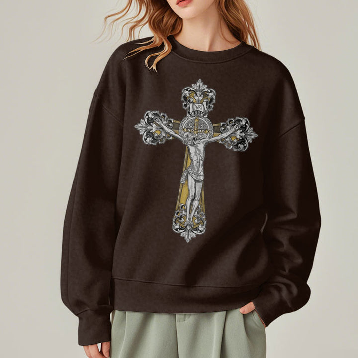 Christianartworkshop Sudadera de poliéster con forro polar y crucifijo de San Benito, estilo clásico. - image 18