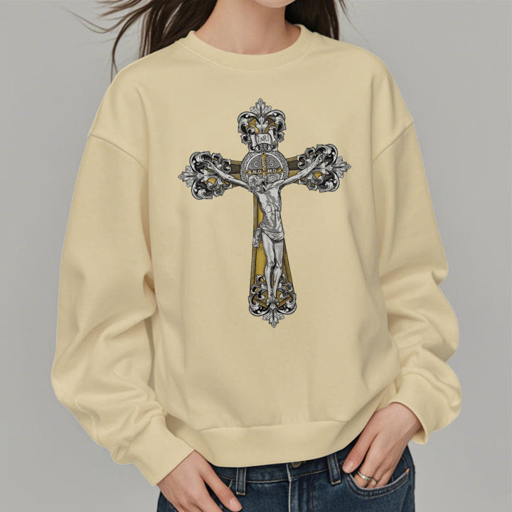 Christianartworkshop Sudadera de poliéster con forro polar y crucifijo de San Benito, estilo clásico. - image 13