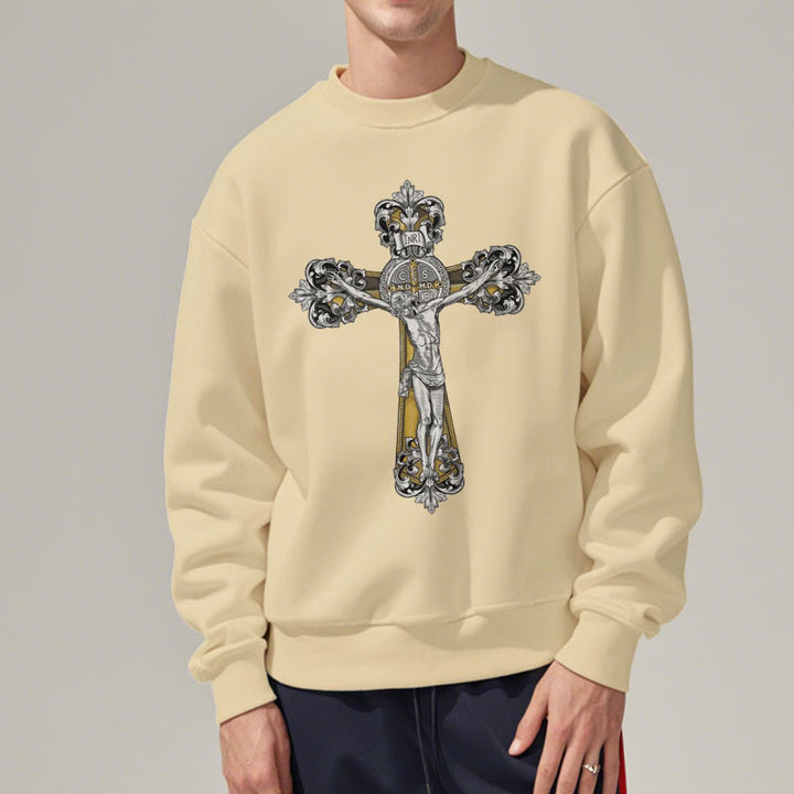 Christianartworkshop Sudadera de poliéster con forro polar y crucifijo de San Benito, estilo clásico. - image 12