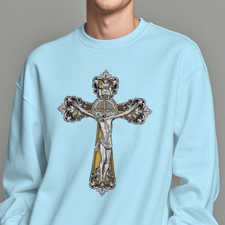 Christianartworkshop Sudadera de poliéster con forro polar y crucifijo de San Benito, estilo clásico. - image 28