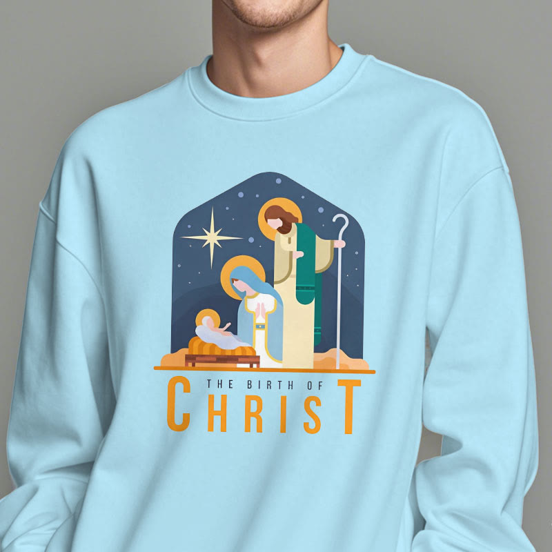 Christianartworkshop Sudadera de poliéster con forro polar y estampado de la escena del nacimiento de Cristo en un pesebre, de estilo colorido. - image 1