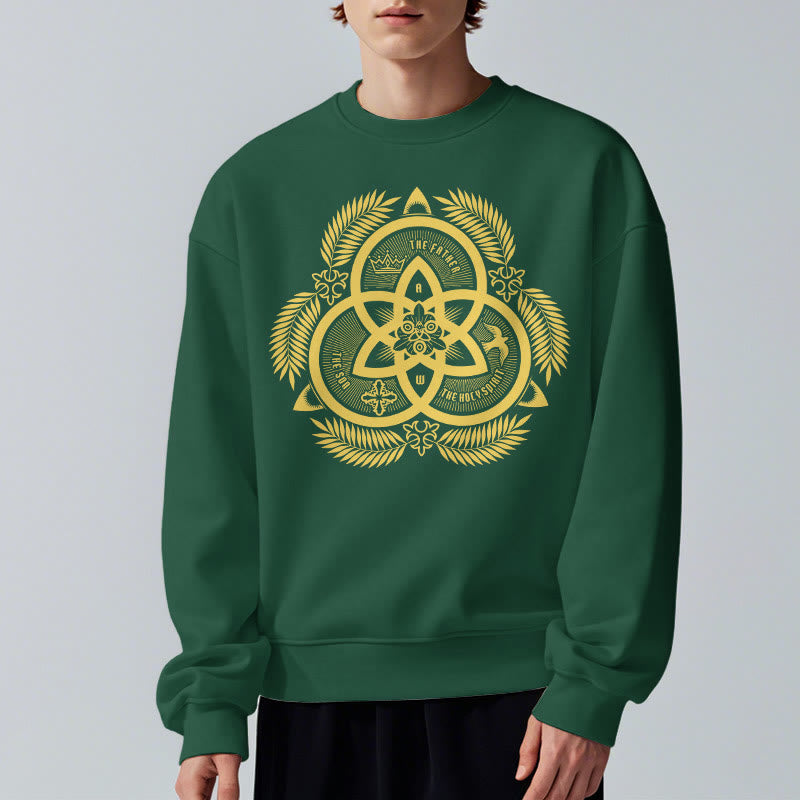 Christianartworkshop Sudadera de poliéster con forro polar y emblema sagrado dorado de la Divina Unidad de estilo clásico - image 1