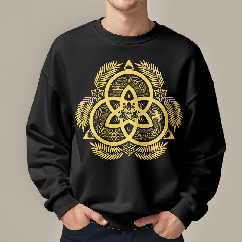 Christianartworkshop Sudadera de poliéster con forro polar y emblema sagrado dorado de la Divina Unidad de estilo clásico - image 7