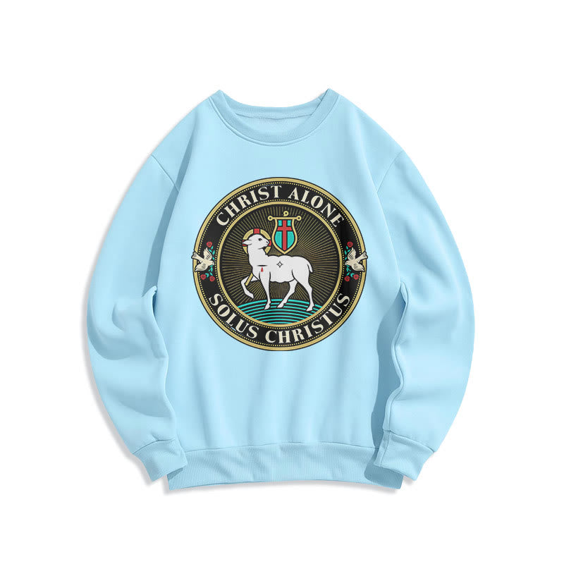 Christianartworkshop Sudadera de poliéster forrada con polar con estampado moderno de Cristo Solo el Cordero de Dios - Azul - 2XL - image 25