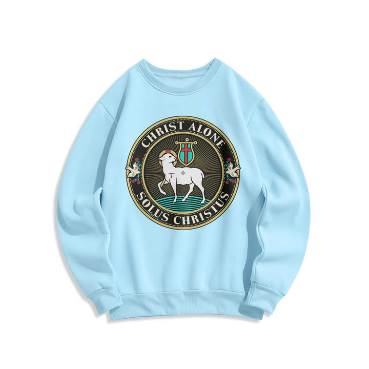 Christianartworkshop Sudadera de poliéster forrada con polar con estampado moderno de Cristo Solo el Cordero de Dios - Azul - 2XL - image 25