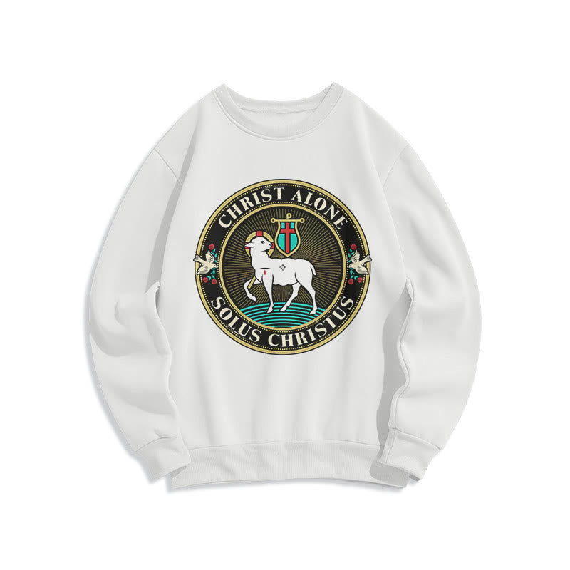 Christianartworkshop Sudadera de poliéster forrada con polar con estampado moderno de Cristo Solo el Cordero de Dios - Blanco - 2XL - image 0