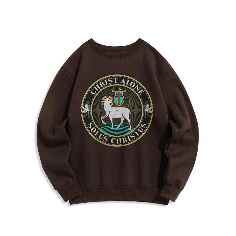Christianartworkshop Sudadera de poliéster forrada con polar con estampado moderno de Cristo Solo el Cordero de Dios - Marrón - 2XL - image 15