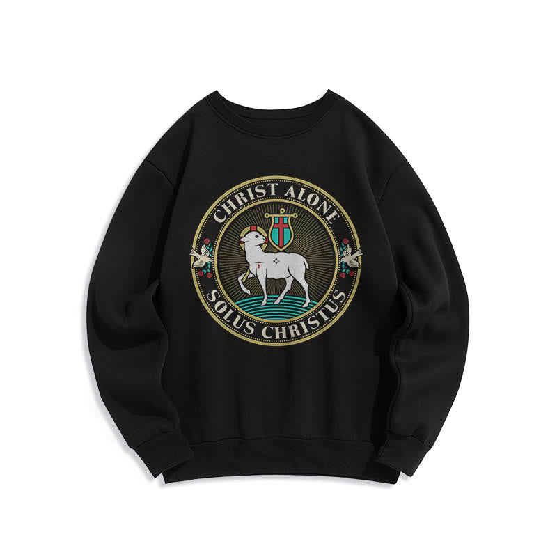 Christianartworkshop Sudadera de poliéster forrada con polar con estampado moderno de Cristo Solo el Cordero de Dios - Negro - 2XL - image 5