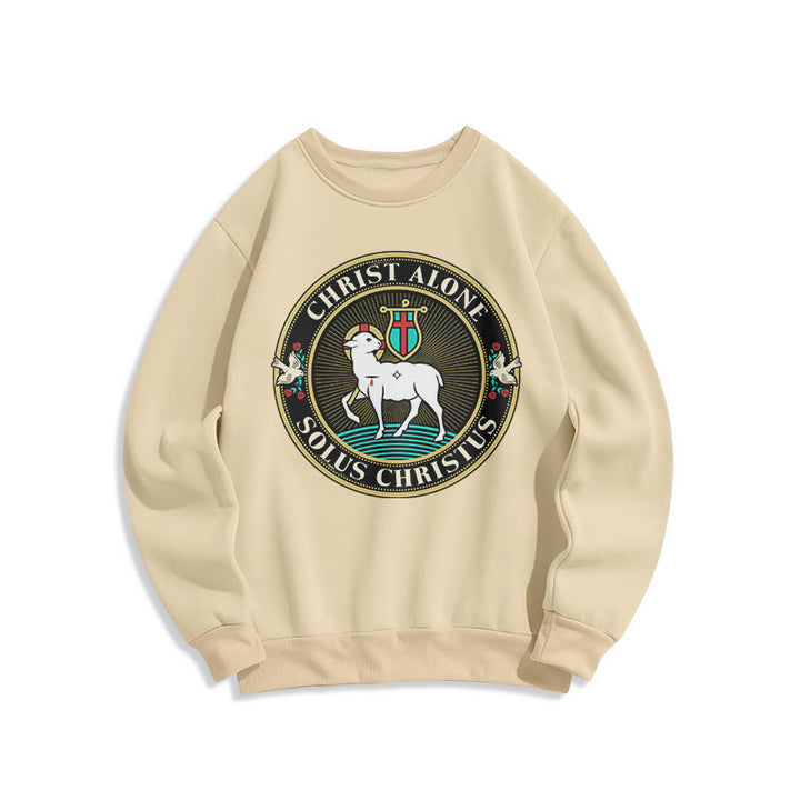 Christianartworkshop Sudadera de poliéster forrada con polar con estampado moderno de Cristo Solo el Cordero de Dios - Beige - 2XL - image 10