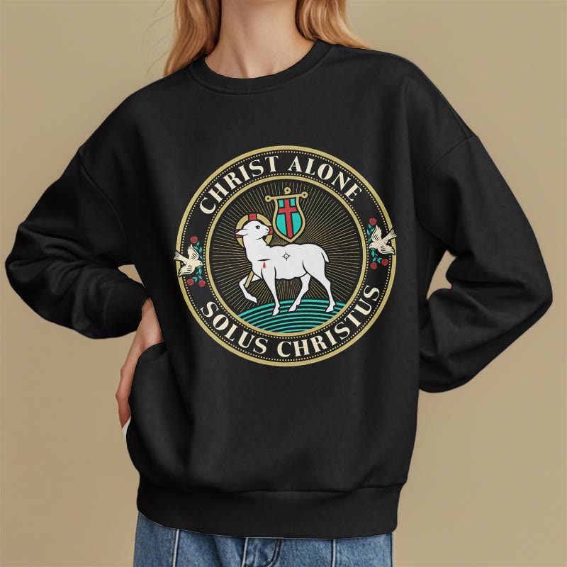 Christianartworkshop Sudadera de poliéster forrada con polar con estampado moderno de Cristo Solo el Cordero de Dios - image 7