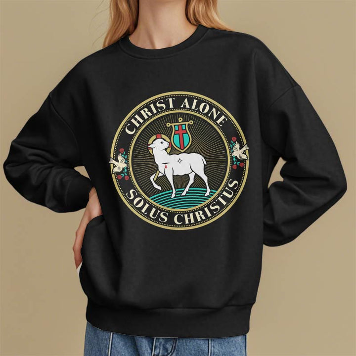 Christianartworkshop Sudadera de poliéster forrada con polar con estampado moderno de Cristo Solo el Cordero de Dios - image 7