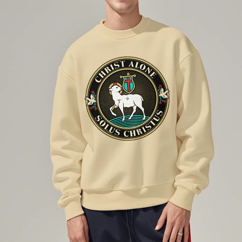 Christianartworkshop Sudadera de poliéster forrada con polar con estampado moderno de Cristo Solo el Cordero de Dios - image 13