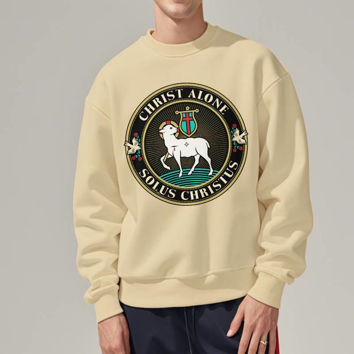 Christianartworkshop Sudadera de poliéster forrada con polar con estampado moderno de Cristo Solo el Cordero de Dios - image 13