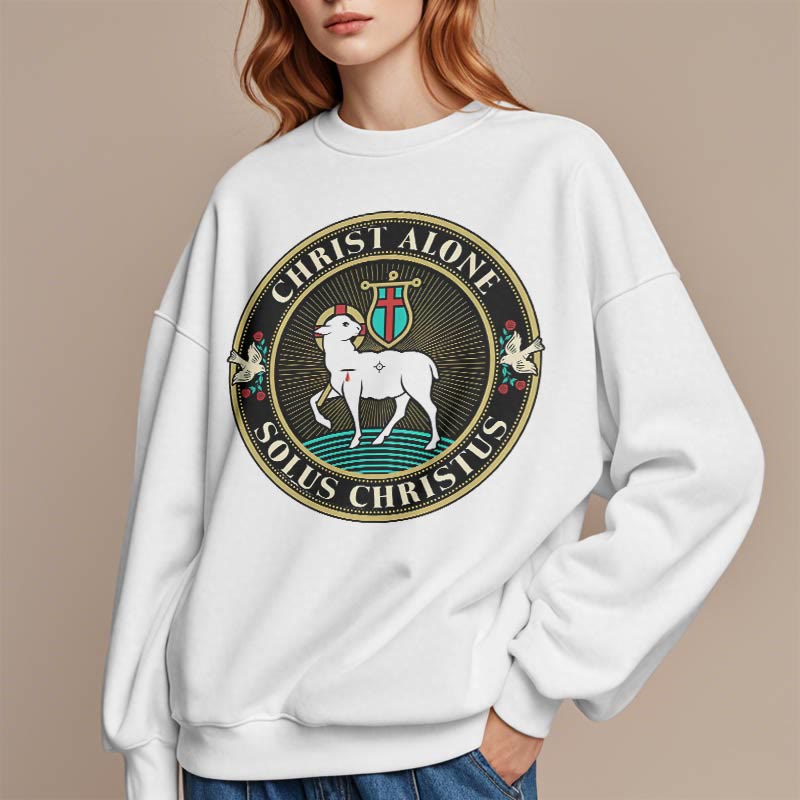 Christianartworkshop Sudadera de poliéster forrada con polar con estampado moderno de Cristo Solo el Cordero de Dios - image 1