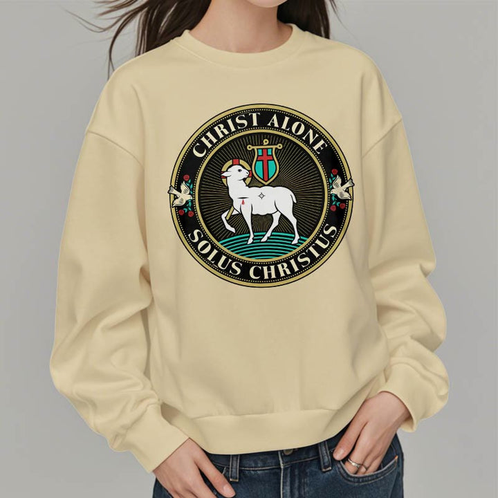 Christianartworkshop Sudadera de poliéster forrada con polar con estampado moderno de Cristo Solo el Cordero de Dios - image 12
