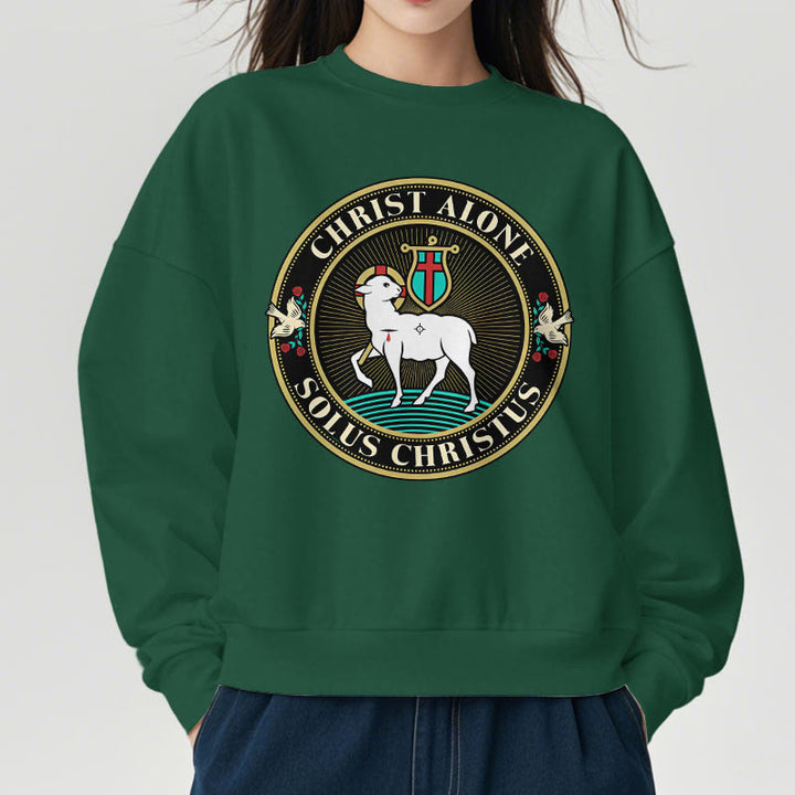 Christianartworkshop Sudadera de poliéster forrada con polar con estampado moderno de Cristo Solo el Cordero de Dios - image 23