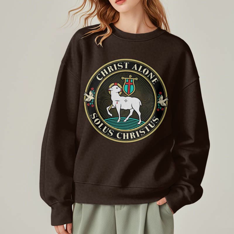 Christianartworkshop Sudadera de poliéster forrada con polar con estampado moderno de Cristo Solo el Cordero de Dios - image 17