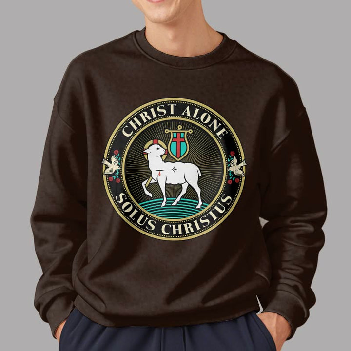 Christianartworkshop Sudadera de poliéster forrada con polar con estampado moderno de Cristo Solo el Cordero de Dios - image 18