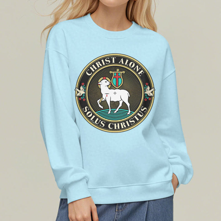 Christianartworkshop Sudadera de poliéster forrada con polar con estampado moderno de Cristo Solo el Cordero de Dios - image 28