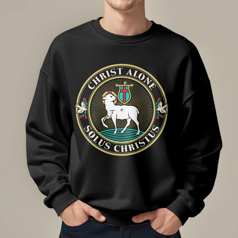 Christianartworkshop Sudadera de poliéster forrada con polar con estampado moderno de Cristo Solo el Cordero de Dios - image 8