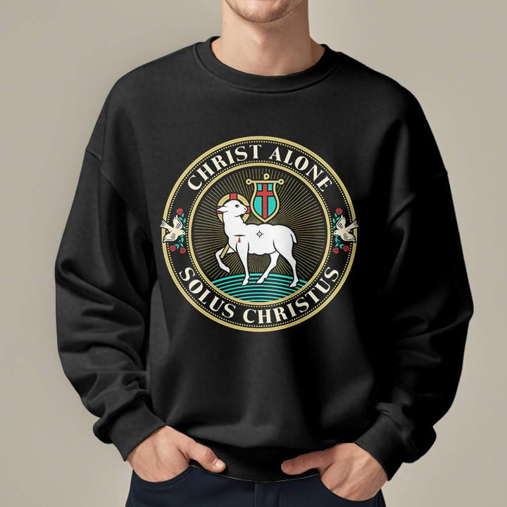 Christianartworkshop Sudadera de poliéster forrada con polar con estampado moderno de Cristo Solo el Cordero de Dios - image 8