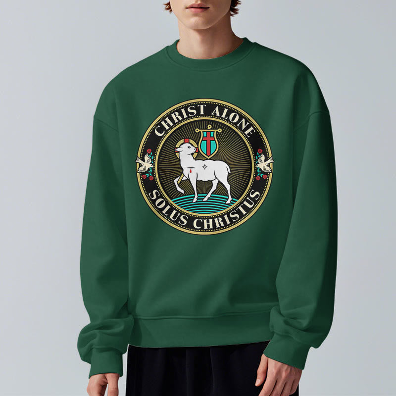 Christianartworkshop Sudadera de poliéster forrada con polar con estampado moderno de Cristo Solo el Cordero de Dios - image 22