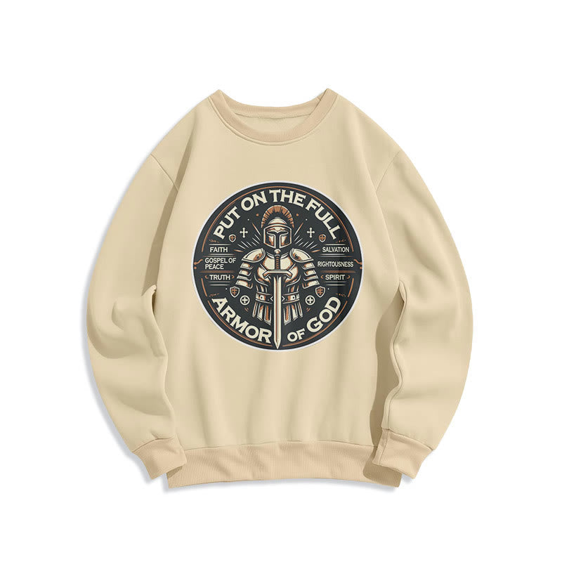 Christianartworkshop Sudadera de poliéster con forro polar con el lema "Ponte la armadura completa de Dios" de estilo moderno. - Beige - 2XL - image 0