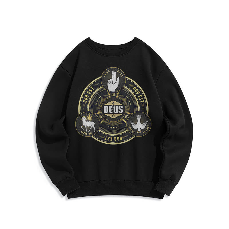 Christianartworkshop Sudadera de poliéster con forro polar y emblema de la Santísima Trinidad de estilo clásico - Negro - 2XL - image 5