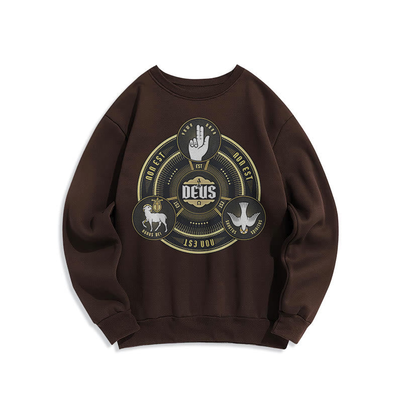 Christianartworkshop Sudadera de poliéster con forro polar y emblema de la Santísima Trinidad de estilo clásico - Marrón - 2XL - image 15