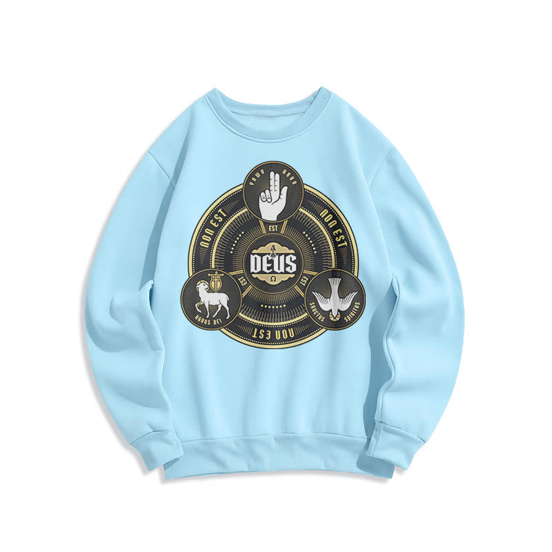 Christianartworkshop Sudadera de poliéster con forro polar y emblema de la Santísima Trinidad de estilo clásico - Azul - 2XL - image 25