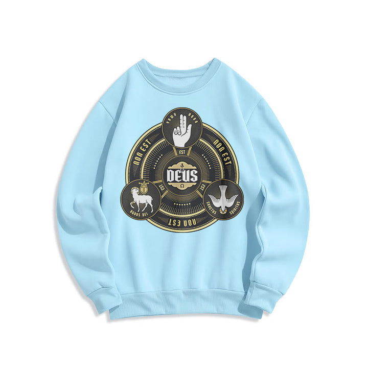 Christianartworkshop Sudadera de poliéster con forro polar y emblema de la Santísima Trinidad de estilo clásico - Azul - 2XL - image 25
