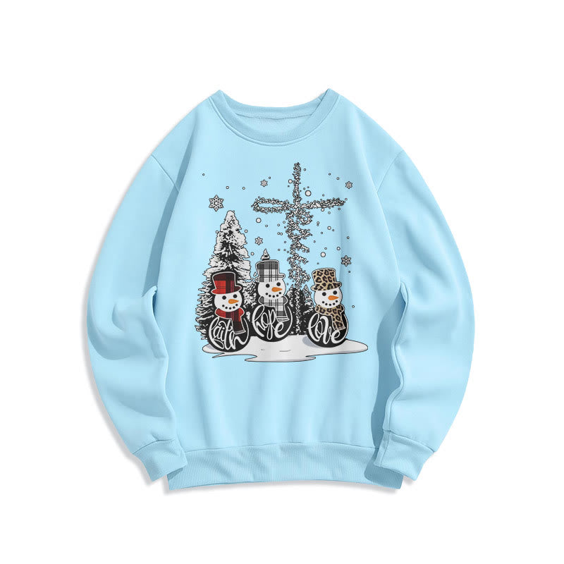 Christianartworkshop Sudadera de poliéster con forro polar, estilo colorido, con la frase "Fe, Esperanza, Amor" y "Navidad". - Azul - 2XL - image 0