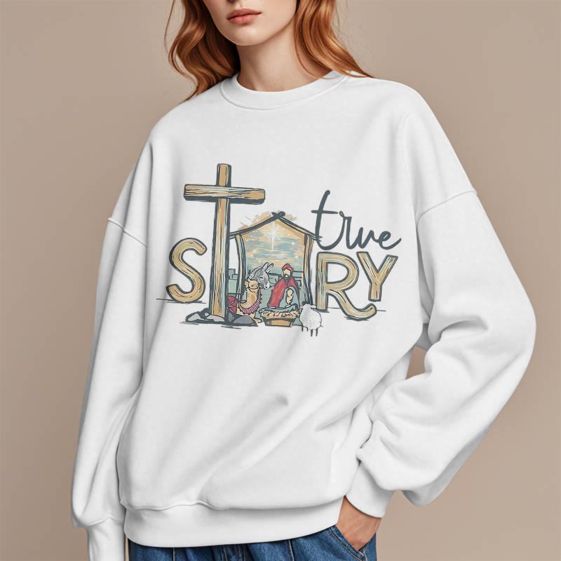 Christianartworkshop Sudadera de poliéster con forro polar y estampado de escena de la Natividad, estilo moderno y basado en una historia real. - image 1