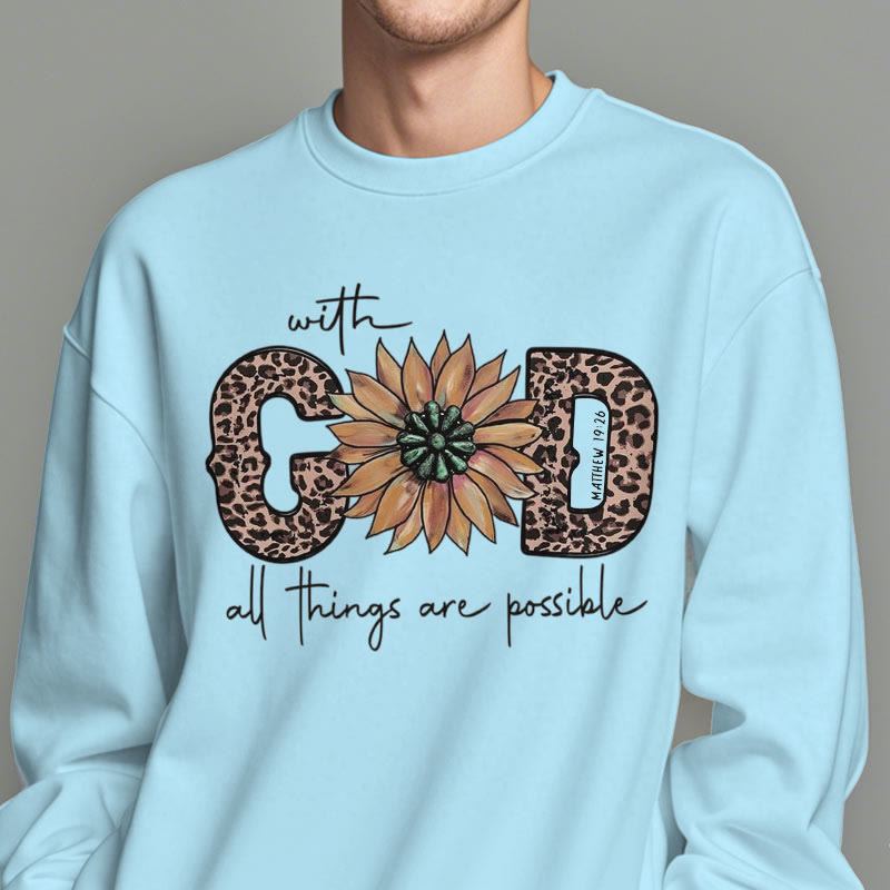Christianartworkshop Sudadera de poliéster con forro polar y cita estilo "Con Dios todo es posible". - image 1