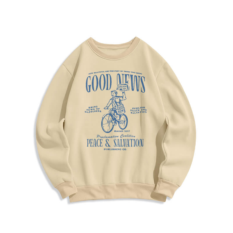 Christianartworkshop Sudadera de poliéster con forro polar y cita de Isaías 52:7: Buenas noticias. - Beige - 2XL - image 0