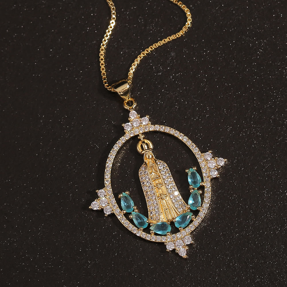 Christianartworkshop Collar de estilo moderno con incrustaciones de la Virgen de Fátima y la bendición divina. - image 2