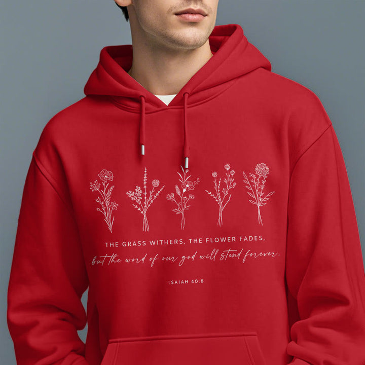 Christianartworkshop Sudadera con capucha de poliéster forrada de felpa con estampado floral de Isaías 40:8, estilo cita. - image 37