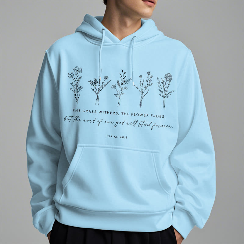 Christianartworkshop Sudadera con capucha de poliéster forrada de felpa con estampado floral de Isaías 40:8, estilo cita. - image 27