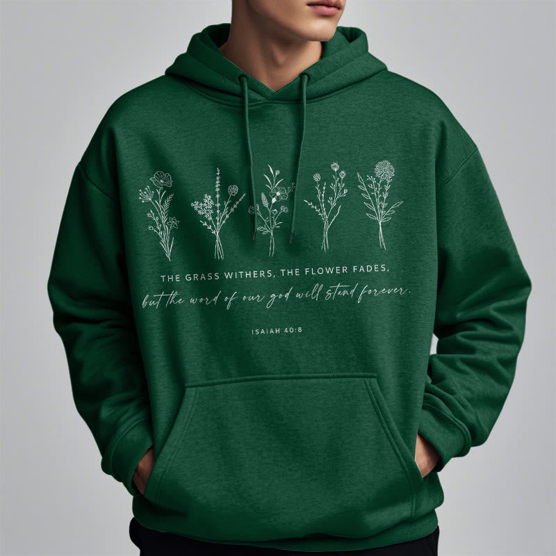 Christianartworkshop Sudadera con capucha de poliéster forrada de felpa con estampado floral de Isaías 40:8, estilo cita. - image 23