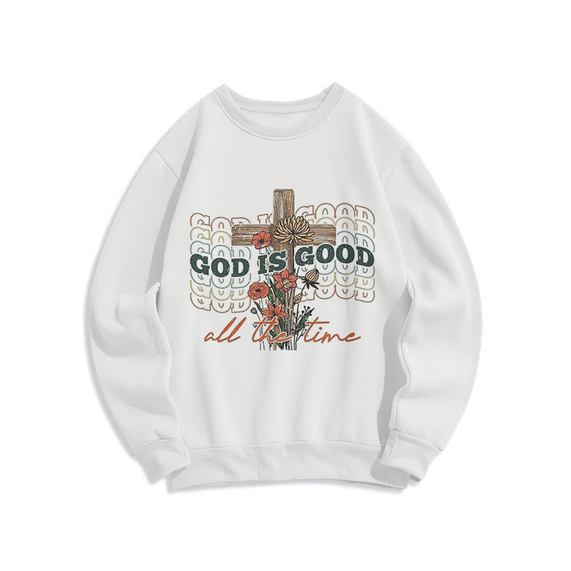 Christianartworkshop Sudadera de poliéster con forro polar de estilo clásico y color "Dios es bueno todo el tiempo" - Blanco - 2XL - image 0