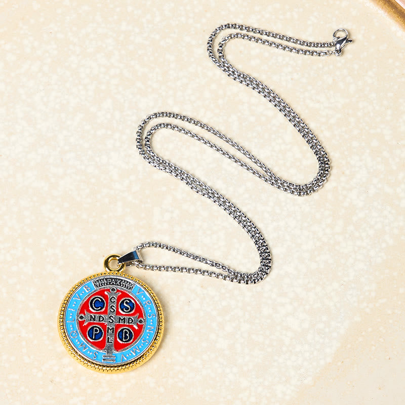 Christianartworkshop Collar con colgante de fe y símbolo de San Benito estilo retro de 2 colores, exorcismo. - Multicolor - image 0