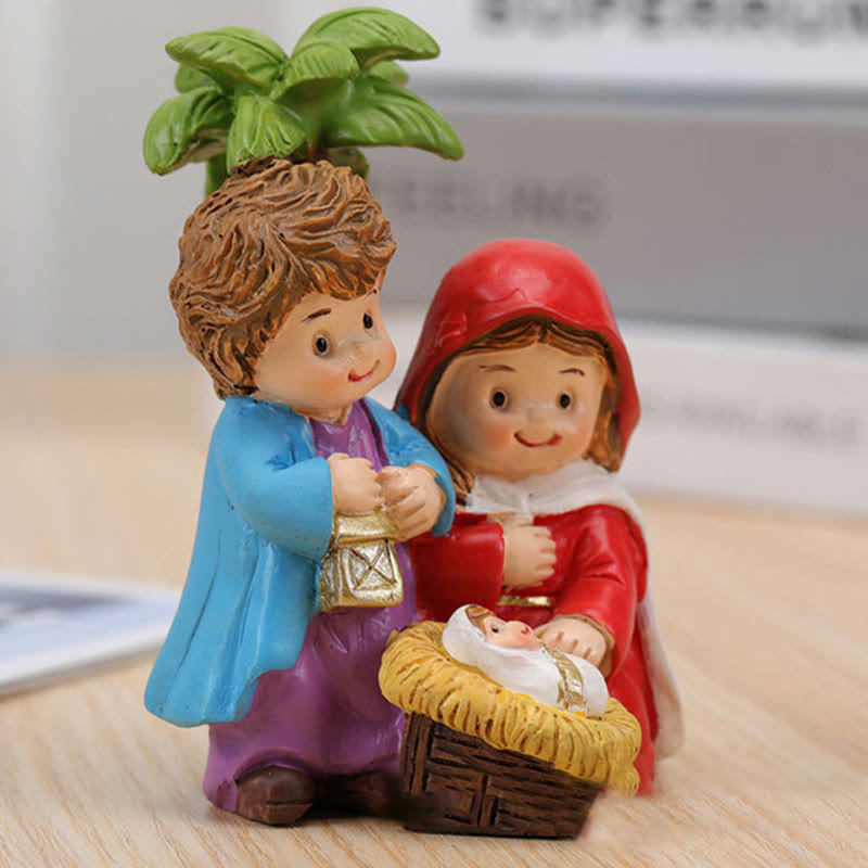 Christianartworkshop Escultura de estilo caricatura de la escena de la Natividad, adorno de escritorio estereoscópico de resina. - image 6