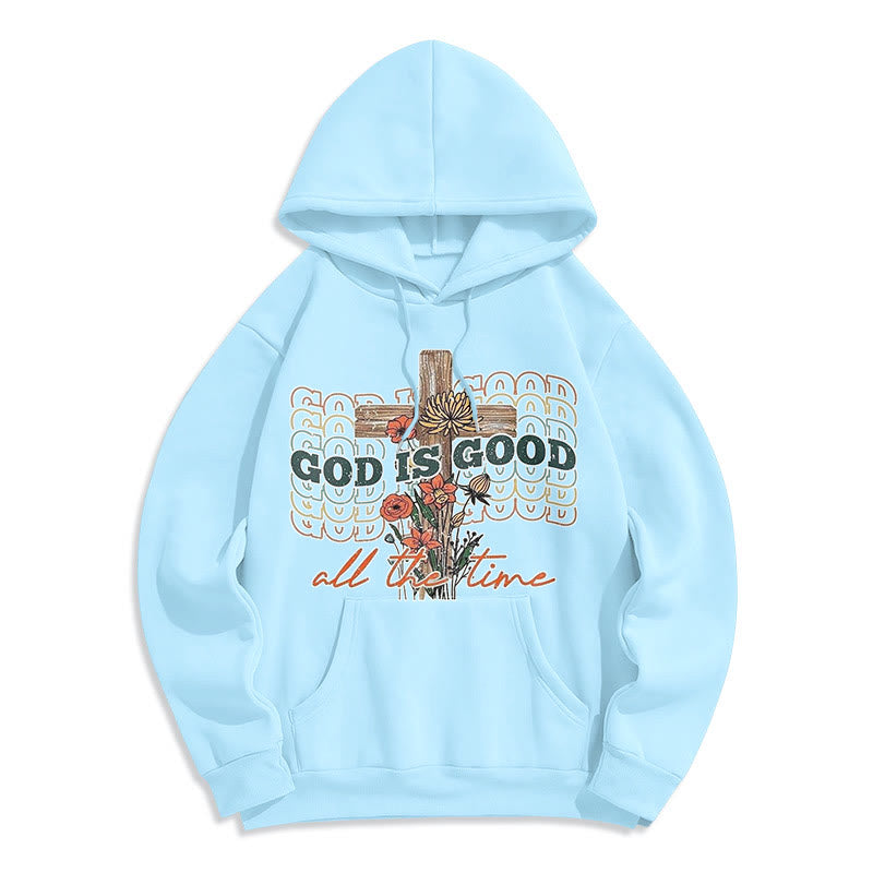 Christianartworkshop Sudadera con capucha de poliéster forrada de felpa con el lema "Dios es bueno todo el tiempo" de estilo clásico. - Azul - 2XL - image 0