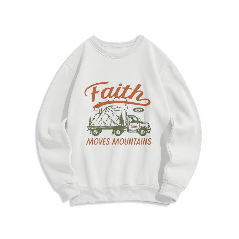 Christianartworkshop Sudadera de poliéster con forro polar y cita de estilo colorido "La fe mueve montañas" - Blanco - 2XL - image 0