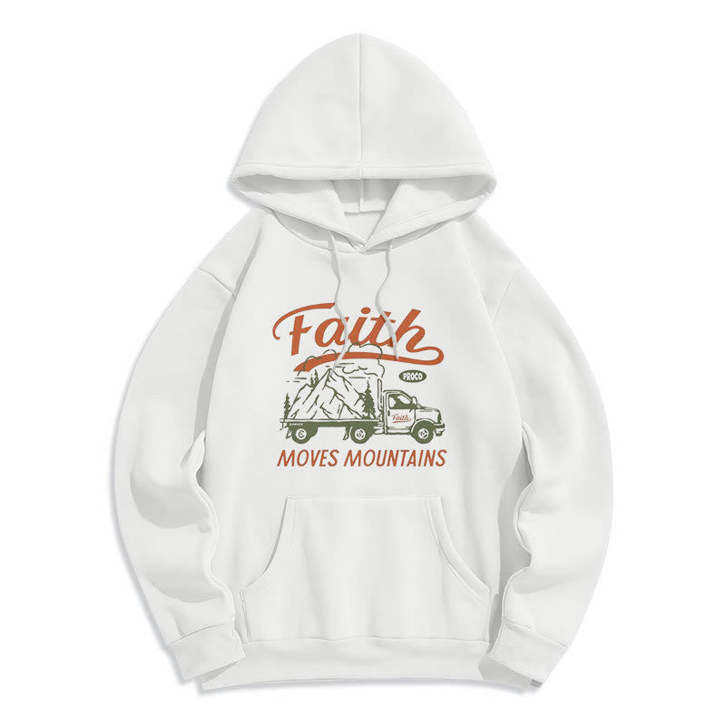 Christianartworkshop Sudadera con capucha de poliéster forrada de felpa con cita y estilo colorido "La fe mueve montañas" - Blanco - 2XL - image 0