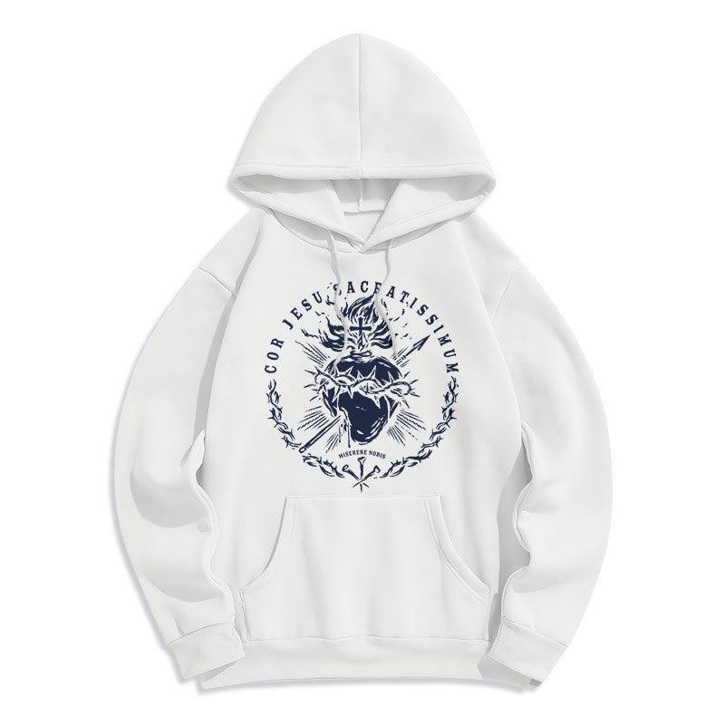 Christianartworkshop Sudadera con capucha de poliéster forrada de felpa con el Sagrado Corazón de Jesús, estilo clásico. - Blanco - 2XL - image 0